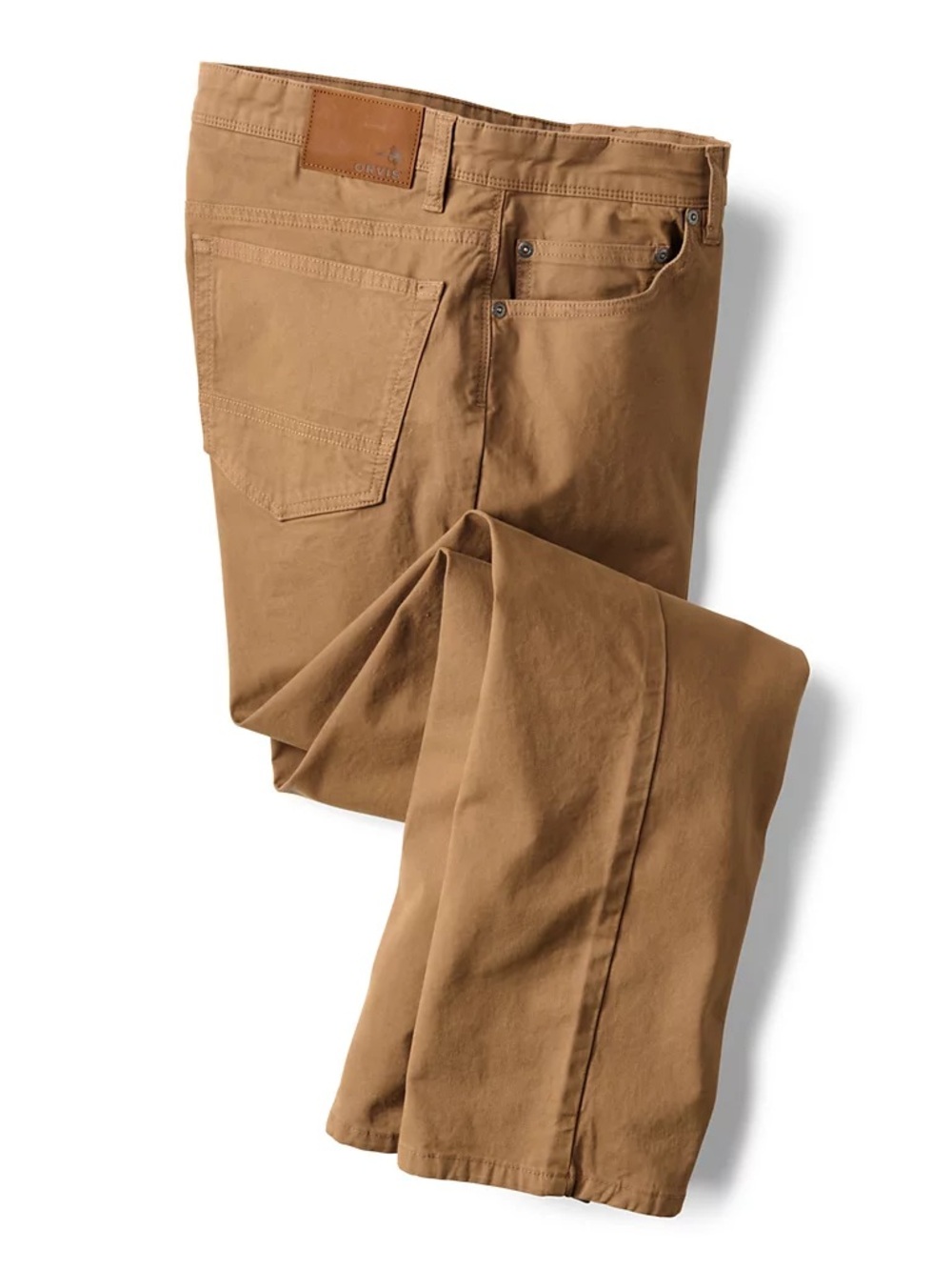 ORVIS Dark Khaki Five Pocket Raw Hem Pants 34x32